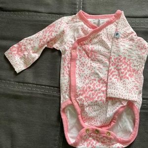 Polarn O. Pyret Pink Baby Wrap Onesie, 0-3 month size